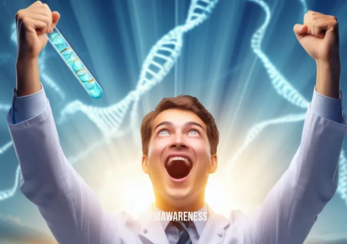 dna activation codes _ Image: A scientist in a eureka moment, holding up a test tube with a glowing substance, symbolizing a breakthrough in DNA activation research.Image description: With excitement, a scientist triumphantly raises a test tube containing a luminescent substance, signifying a groundbreaking discovery in DNA activation.