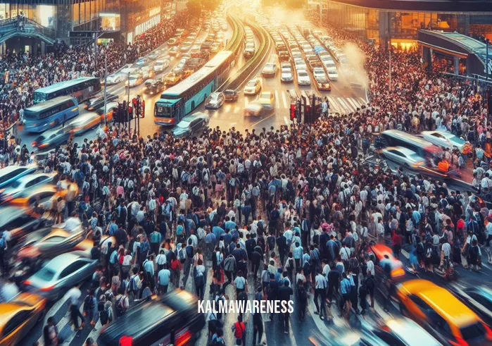 attn grace directions _ Image: A crowded, chaotic intersection during rush hour in a bustling city. Image description: Cars honking, pedestrians jostling for space, and a traffic jam creating chaos.