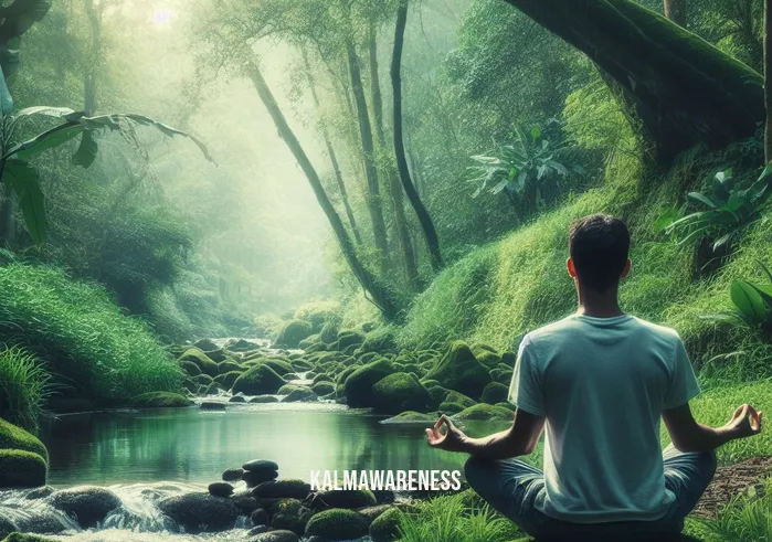 how the body knows its mind _ Image: A person meditating in a serene natural setting, surrounded by lush greenery and a calm stream.Image description: A peaceful scene of a person meditating amidst lush greenery next to a serene stream, symbolizing the power of mindfulness and nature to find mental equilibrium.