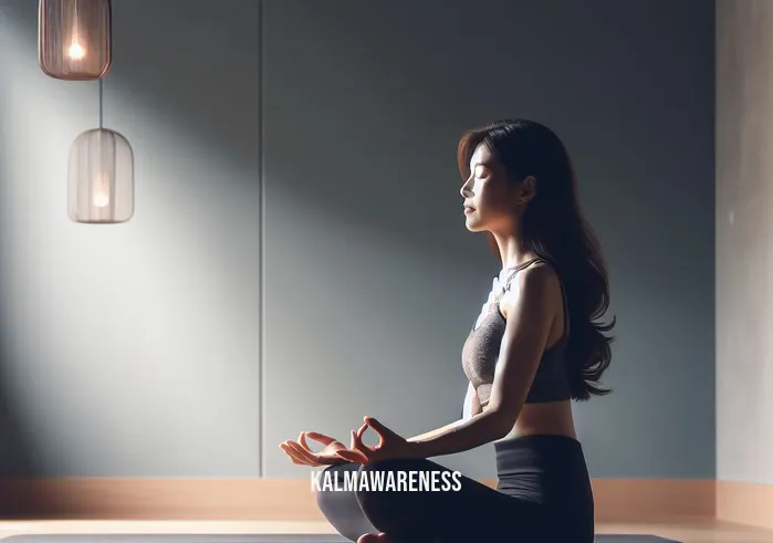 how to get out of your head and into your body _ Image: A serene yoga studio with soft lighting, a person sitting cross-legged on a mat, eyes closed, attempting to meditate. Image description: A serene yoga studio with soft lighting, a person sitting cross-legged on a mat, eyes closed, attempting to meditate.