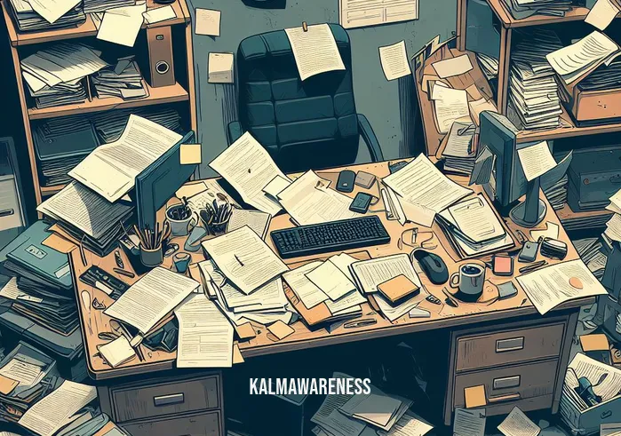 internal attention _ Image: A cluttered, messy office desk with papers and files scattered all around.Image description: A cluttered, messy office desk with papers and files scattered all around.