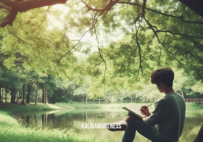 is curiosity a feeling _ Image: A serene park with a person sitting under a tree, pondering, and taking notes in a journal.Image description: Amidst nature
