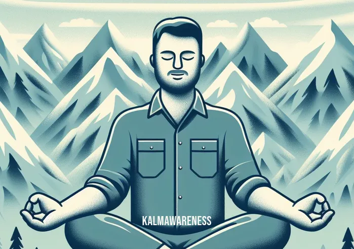 jon kabat zinn mountain meditation _ Image: The meditator, now with a calm smile, surrounded by tranquil mountains. Image description: Serenity and mindfulness achieved through Jon Kabat-Zinn