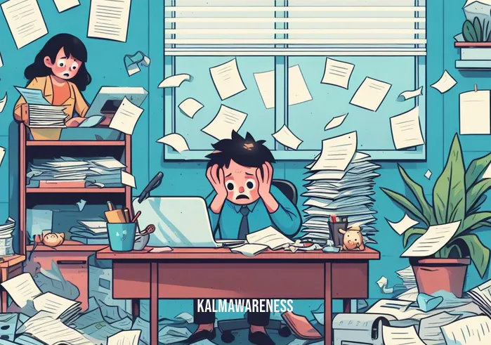 mind pops _ Image: A cluttered desk with scattered papers and a frustrated person staring at them.Image description: A cluttered desk with scattered papers and a frustrated person staring at them.