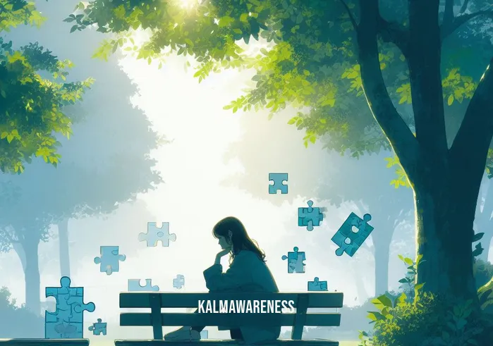 mind pops _ Image: A serene park with a person sitting alone on a bench, deep in thought, as the pieces of a puzzle come together in their mind.Image description: A serene park with a person sitting alone on a bench, deep in thought, as the pieces of a puzzle come together in their mind.