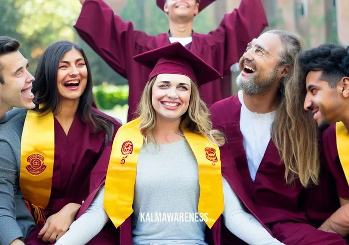 mindful usc _ Image: A group of smiling USC students, now relaxed and happy, celebrating their achievements together.Image description: A group of USC students, now relaxed and joyful, gather together to celebrate their academic and personal achievements, having found mindfulness and support to overcome their challenges.