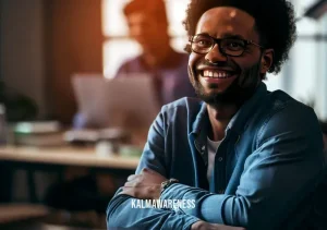 mindfulness affirmation _ Image: The person smiling confidently as they continue their work with focus, surrounded by a calm and organized environment. Image description: The person smiling confidently as they continue their work with focus, surrounded by a calm and organized environment.