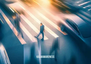stop think observe proceed _ Image: A smoothly flowing traffic intersection with pedestrians crossing safely.Image description: Intersection in harmony, people crossing safely, traffic flowing smoothly.