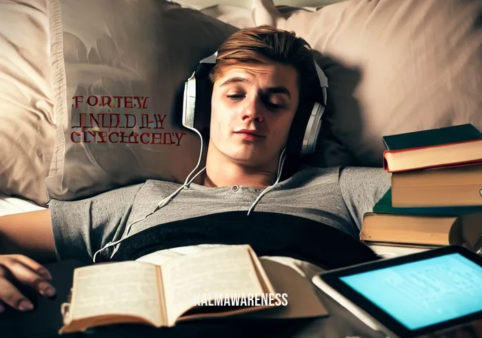the path beyond the physical watch online _ Image: A contented person lying in bed, wearing headphones, surrounded by their favorite books and a tablet displaying an online lecture.Image description: Finally, relaxation and learning harmoniously blend as the individual enjoys an online lecture from the comfort of their bed.