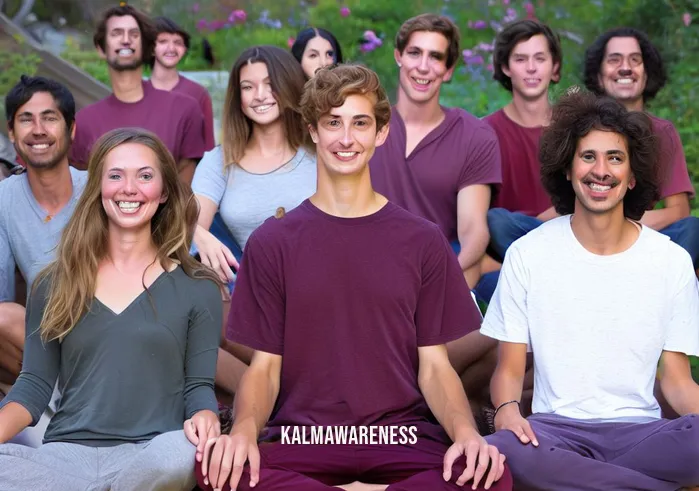 ucsd mindfulness _ Image: A final image shows the students from UCSD smiling, relaxed, and sitting together in harmony. The once stressed and overwhelmed group has found peace through mindfulness.Image description: The transformation is complete. UCSD students, once stressed and scattered, now sit together in harmony, radiating smiles and tranquility, having embraced mindfulness as a way to find inner peace.