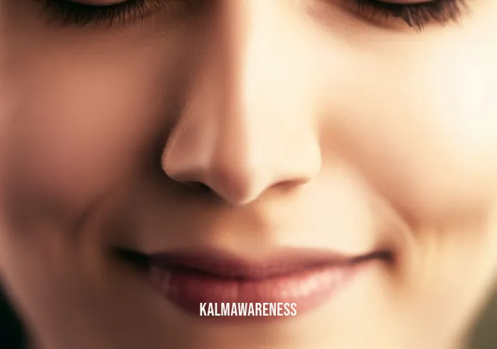 walking meditation quotes _ Image: A close-up of the person's peaceful face, radiating inner calm and contentment.Image description: Their closed eyes and serene smile showcase the transformative power of walking meditation.