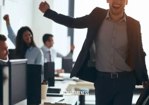 mindfulness room _ Image: Employees returning to their workstations, now with relaxed expressions and a renewed focus.Image description: Back at their desks, employees are re-energized and approach their tasks with newfound clarity and composure.