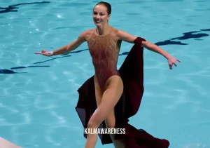 swimming dance move _ Image: The dancer's graceful exit from the pool, having conquered the challenging move. Image description: A victorious smile on the dancer's face as they make their way to the poolside.