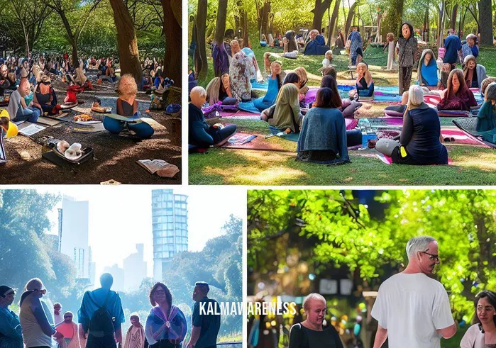 black history month mindfulness _ Image: A collage of images showcasing the transformed individuals mentoring others in mindfulness, and the park now full of people peacefully enjoying nature.Image description: The transformed individuals from the mindfulness workshop are now acting as mentors, sharing their knowledge and promoting mindfulness within their communities. The once chaotic city park has transformed into a tranquil haven, with people peacefully engaging in activities, enjoying nature, and connecting with one another.