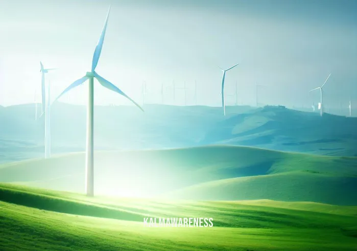 amar energy _ Image: Lush green landscape with wind turbines in the distance, generating clean energy from the breeze.Image description: Wind turbines spin gracefully against a backdrop of rolling hills, illustrating the shift towards sustainable energy sources and a cleaner environment.