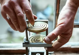 how to adjust spiral window balance _ Image: The person is installing a brand new spiral balance into the window frame, ensuring it fits securely and functions correctly.Image description: In this image, the same person is now seen installing a brand new spiral balance into the window frame. They are positioning it carefully to ensure a secure fit, with the goal of restoring the window's functionality.