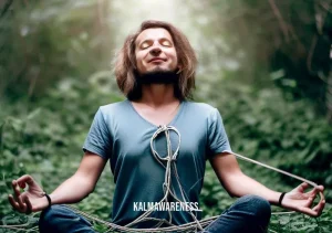 cutting cord meditation _ Image: Person meditating in nature, surrounded by greenery and free from cords, with a blissful smile.Image description: Nature embraces the person in its soothing arms. Seated on the ground amidst lush greenery, the individual radiates a serene smile. The cords are absent, both physically and metaphorically, as the individual has found true liberation through their journey of cutting cord meditation.