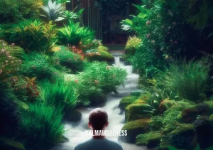 bad headspace quotes _ Image: A person meditating peacefully in a serene garden, surrounded by lush greenery and the gentle sound of a flowing stream.Image description: Achieving inner harmony, a person meditates amidst a serene garden, enveloped by nature's beauty and the soothing sounds of a babbling brook.