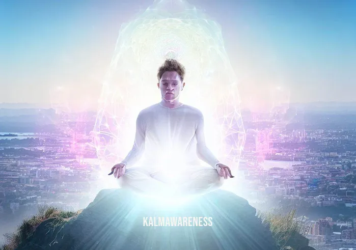 adi mantra _ Image: A vibrant individual sitting in a lotus position atop a mountain, surrounded by a glowing aura of light, overlooking the cityscape from afar.Image description: Having embraced the adi mantra fully, an individual radiates positivity and spreads the message of inner transformation, inspiring others to embark on their own journeys of self-discovery and healing.