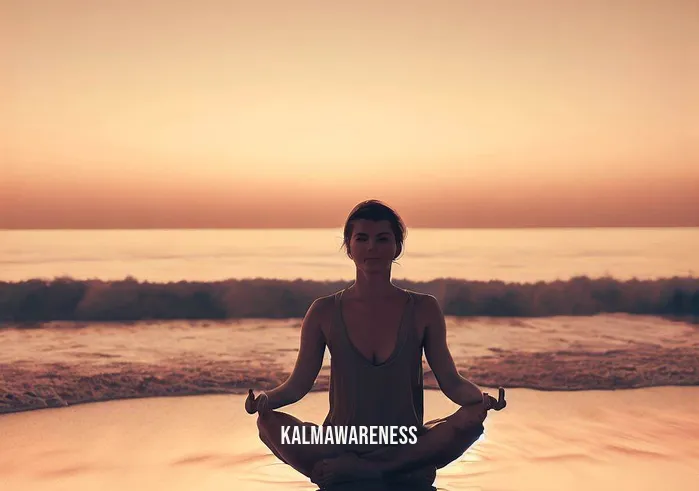 8 minute power meditation _ Image: A tranquil beach at sunset, with gentle waves lapping the shore and a warm, orange-hued sky.Image description: The individual sits on the sand, eyes open but with a sense of inner peace. They've found a sense of balance and clarity through the 8-minute power meditation, appreciating the present moment.