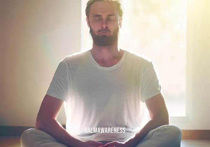 guided meditation for pain and anxiety _ Image: The same person, now sitting cross-legged, eyes closed, in a sunlit room with an open window. A peaceful smile graces their face, and a sense of calm and acceptance radiates from their being.Image description: Bathed in the soft glow of sunlight, the person sits in quiet meditation. Their face, once contorted by pain, now reflects inner peace. Anxiety has been replaced by a tranquil smile, a testament to the transformative power of guided meditation.
