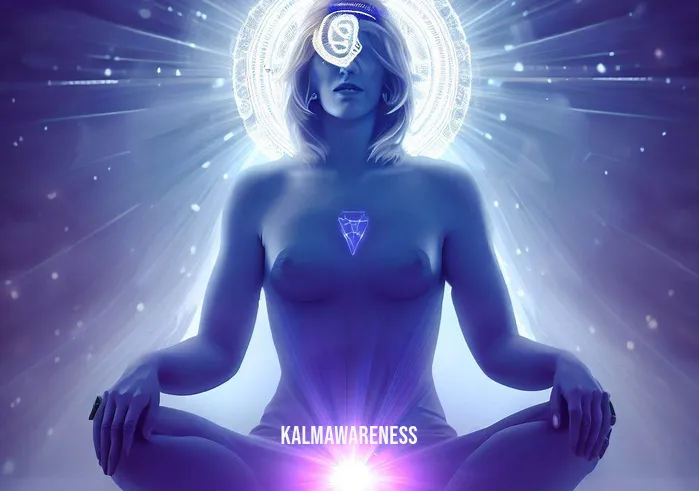 powerful meditation to develop psychic powers _ Image: The same person in a deep meditation, now radiating a powerful and confident aura. Their third eye is visually depicted, symbolizing heightened intuition and psychic abilities coming to fruition.Image description: Eyes closed, the person sits in profound meditation. A radiant aura envelops them, resonating with newfound confidence. The symbol of a third eye gleams on their forehead, embodying awakened intuition and realized psychic prowess.