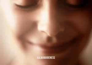 meditation made simple _ Image: A close-up of a person's smiling face, radiating a sense of calm and contentment.Image description: A close-up of a smiling face, demonstrating the transformation from stress to inner peace through meditation.