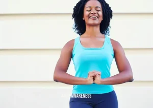 african american meditation _ Image: A confident and composed young woman, the same African American woman, now stands tall and smiles radiantly, having overcome her stress and found balance through meditation.Image description: With confidence and composure, the young African American woman stands tall and smiles radiantly, having overcome her stress and found balance through meditation.