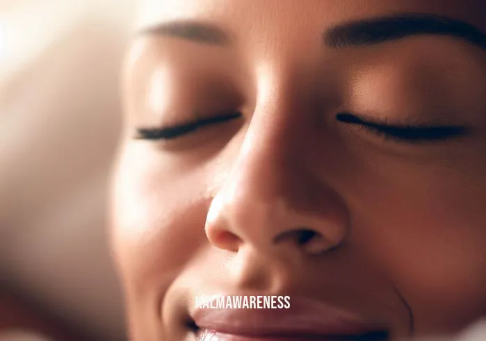 can you meditate in bed _ Image: A close-up of the person's relaxed face, radiating tranquility, illustrating the success of meditating in bed.Image description: Meditation has brought them a sense of inner calm, despite the initial challenges.