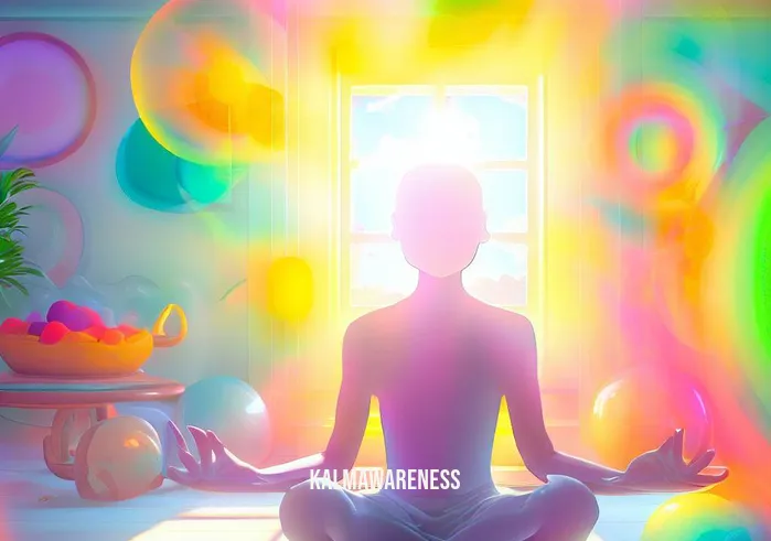 chakra cleansing meditation _ Image: A contented person, now in a vibrant and balanced room, filled with harmony and positive energy, fully at peace.Image description: Amidst a balanced room filled with vibrant energy, a person finds serenity and complete inner peace.