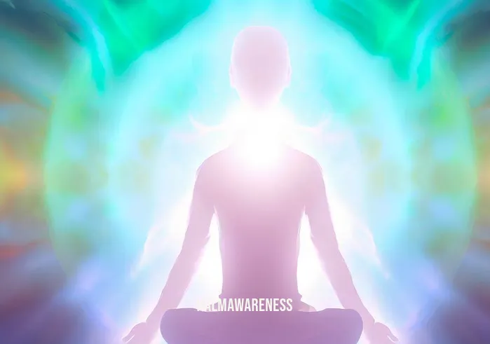 cleansing aura meditation _ Image: A serene atmosphere with the person now surrounded by a vibrant, clear aura, radiating tranquility. Image description: In the end, a serene atmosphere prevails, with the person bathed in a vibrant, clear aura, radiating tranquility and inner peace.