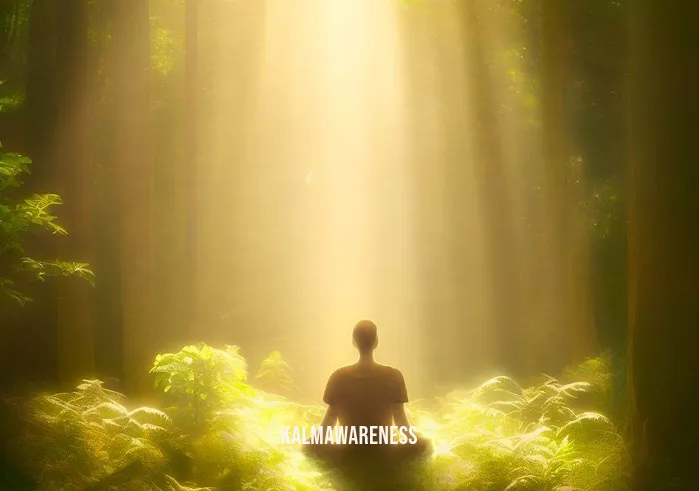 meditation _ Image: A sunlit forest clearing with a person now in a deep state of meditation, surrounded by lush greenery, birdsong, and a peaceful smile.Image description: In a sunlit forest clearing, a person is deep in meditation, surrounded by lush greenery, birdsong, and a peaceful smile.