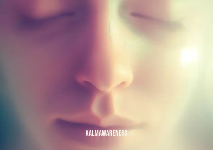 emotional awareness meditation _ Image: A close-up of a person's face, radiating serenity, as they have achieved emotional awareness and a deep sense of inner peace.Image description: In the stillness of their being, the person's face emanates an aura of calmness and emotional balance, signifying the resolution of their inner turmoil.