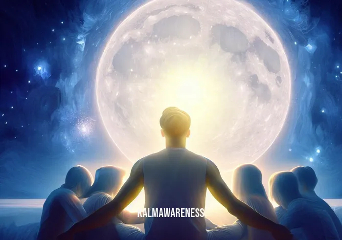 full moon in cancer meditation _ Image: A final image shows the meditator, surrounded by loved ones, sharing a heartfelt moment of connection. The full moon's brilliance still shines, symbolizing their renewed emotional bonds.Image description: United in love and understanding, the journey under the Cancer full moon concludes, bringing reconciliation, and strengthened relationships.