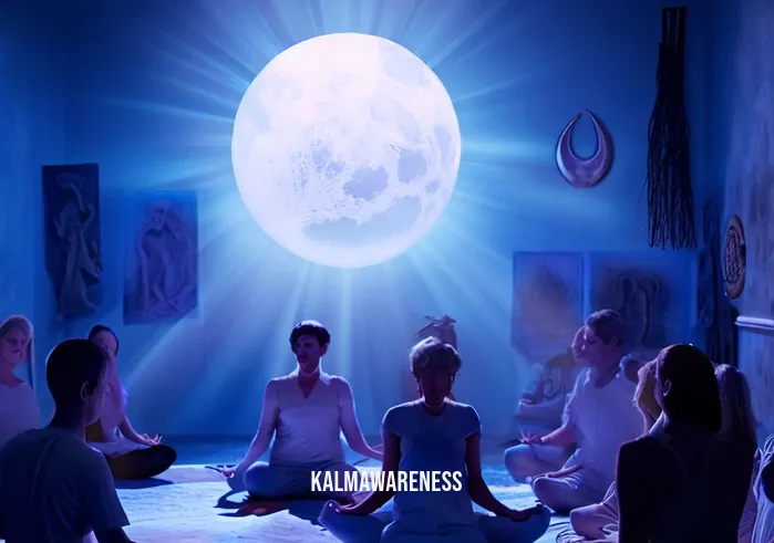 full moon in pisces meditation _ Image The room is now a sanctuary of serenity. The full moon bathes the space in a gentle, soothing light, and the participants radiate tranquility.Image description Their meditation has reached a profound state of harmony. They sit in unity, grounded and at peace with the universe, fully embracing the healing energy of the Pisces full moon.