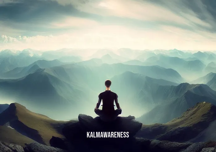 meditation speeches _ Image: A panoramic view of a peaceful mountaintop, with an individual sitting in a deep state of meditation, completely at peace. Image description: A solitary meditator perched atop a serene mountain peak, fully immersed in a state of inner harmony, as the world below stretches out in breathtaking beauty.