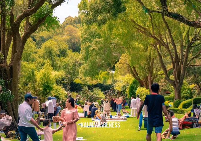 appreciation of nature _ Image: People enjoying the rejuvenated park, picnicking, and strolling in harmony with nature. Image description: Families and friends are gathered in the revitalized park, sharing picnics, laughter, and a deep appreciation for the beauty of nature.