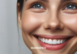 safe meditation _ Image: A close-up of a smiling woman's face, her eyes open and filled with a sense of contentment, showing the positive effects of safe meditation.Image description: A woman's joyful expression reflects the transformative power of safe meditation, bringing inner peace and happiness.