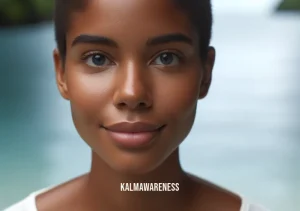 can you meditate after eating _ Image: A contented smile on the woman's face as she finishes her meditation session. Image description: She appears re-energized and ready to continue her day with a sense of calm and balance.