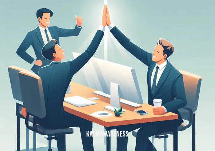 labeling thoughts _ Image: Successful completion, high-fives exchanged, a neatly organized desk. Image description: Successful completion, high-fives exchanged, a neatly organized desk.