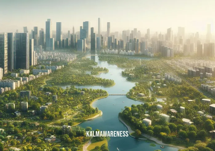 full in a sentence _ Image: A panoramic view of the transformed city skyline, featuring lush parks and sustainable architecture. Image description: The city has undergone a remarkable metamorphosis, embracing a greener, more sustainable future.