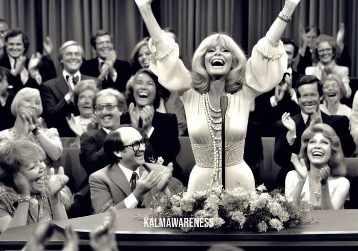 goldie hawn laugh in _ Image: Applause and cheers as Goldie Hawn triumphs in her skit. Image description: The audience erupts in applause and cheers as Goldie Hawn triumphs in her comedic performance, basking in the well-deserved ovation.