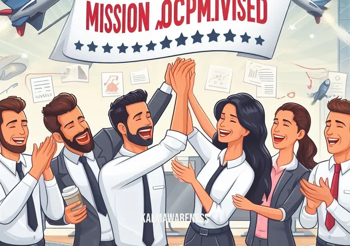 begin the rest is easy _ Image: A group of coworkers celebrating with high-fives and a "Mission Accomplished" banner in the background. Image description: Resolution achieved - a jubilant team celebrating their success, mission accomplished!