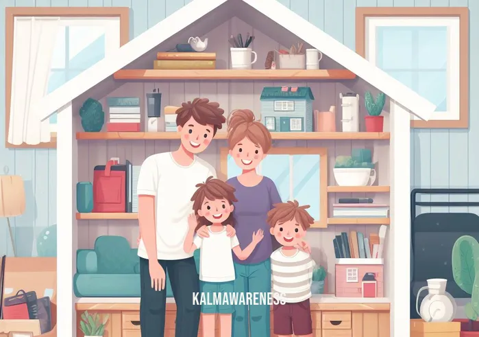tiny house infographic _ Image: A happy family inside their cozy, well-organized tiny house, living a simpler and more fulfilling life.Image description: A joyful family comfortably settled inside their tiny house, showing how downsizing and simplifying can lead to a happier and more fulfilling lifestyle.