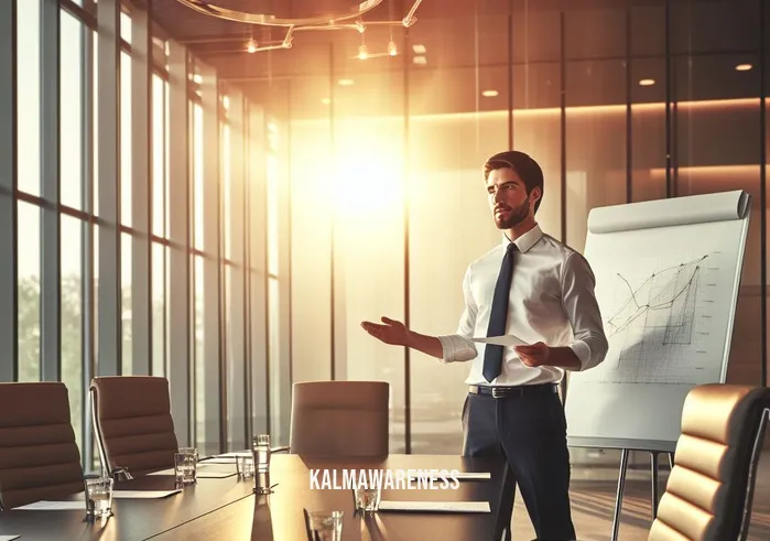 get out of your head and into your body _ Image: A confident individual giving a successful presentation in a well-lit, professional boardroom. Image description: A confident individual giving a successful presentation in a well-lit, professional boardroom.