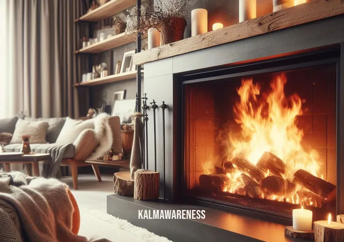 asmr fire _ Image: A cozy fireplace roaring with flames in a comfortable living room. Image description: A crackling fireplace creates a snug atmosphere in a well-furnished living space.