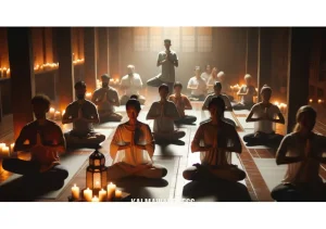 bored but at peace _ Image: A yoga class with participants in various poses, surrounded by soothing candlelight. Image description: Embracing mindfulness, individuals in the yoga class seek inner peace and contentment.
