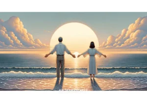 neglected love quotes _ Image: A serene beach at sunset, where the same couple stands facing each other, the soft waves at their feet, ready to recommit to each other with a heartfelt hug.Image description: By the tranquil sea, they embrace, symbolizing their decision to prioritize and nurture their love, strengthened by the journey they've undertaken together.