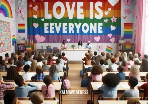 love is for everyone _ Image: A school classroom with students of various backgrounds, learning about acceptance and diversity, with a poster that says, "Love is for Everyone."Image description: In a colorful classroom, young minds embrace the lesson that love knows no boundaries, as they study under a banner that proclaims, "Love is for Everyone."