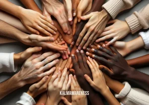 loving kindness affirmations _ Image: Hands reaching out to help one another, forming a supportive network of friends and loved ones. Image description: A powerful image of diverse hands reaching out to one another, symbolizing unity, support, and the strength of community.